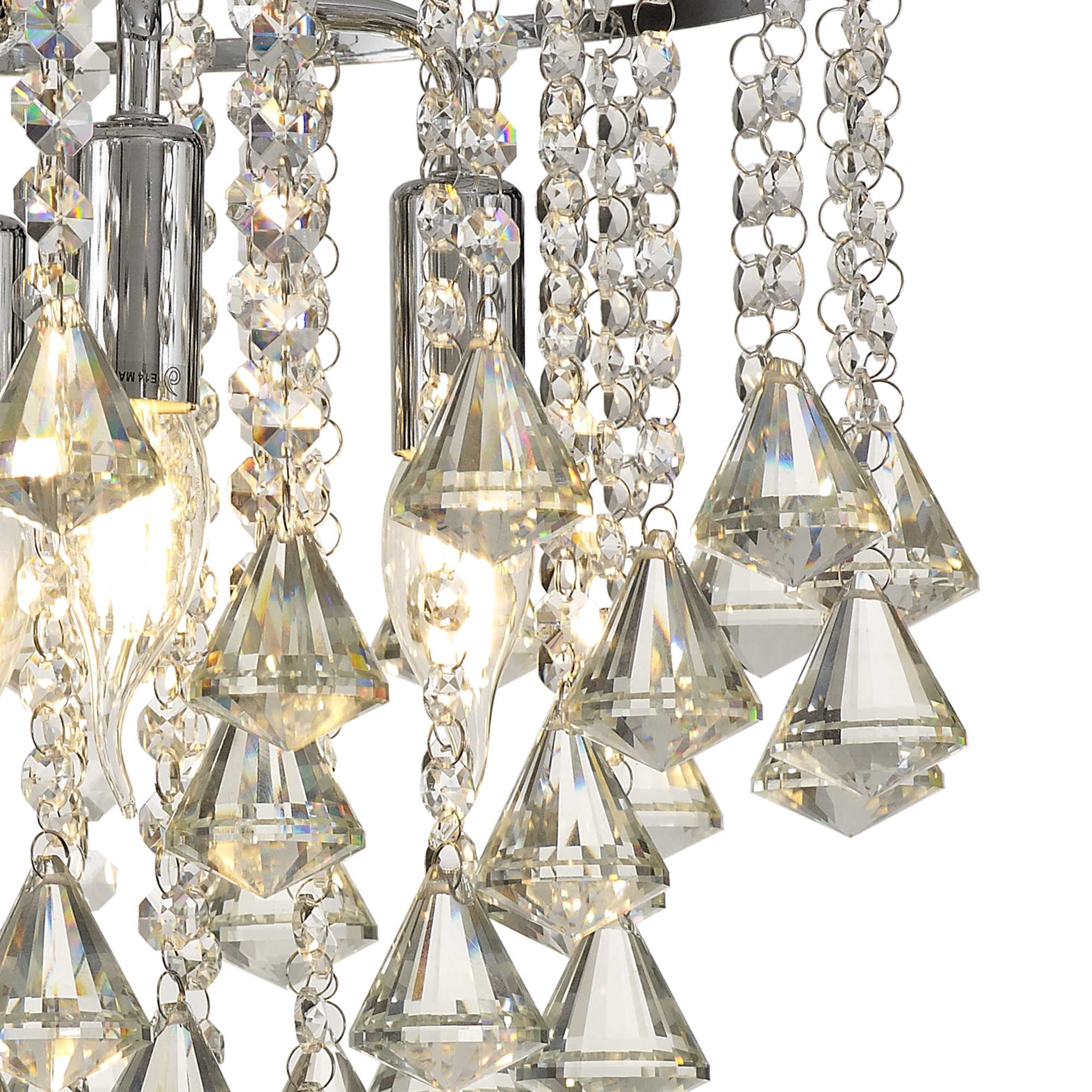 Inina Polished Chrome Crystal Ceiling Lights Diyas Flush Crystal Fittings